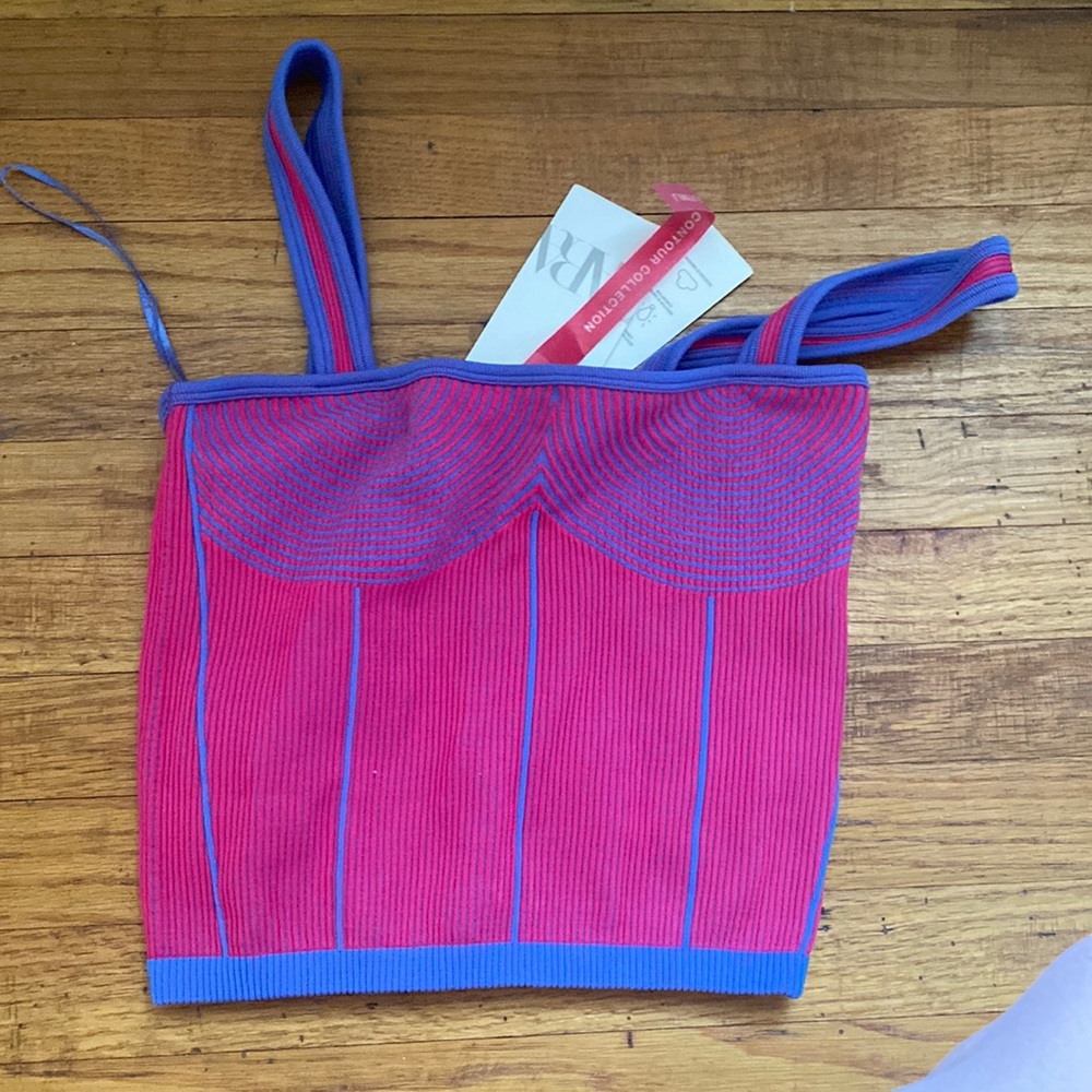 Zara pink and blue crop top